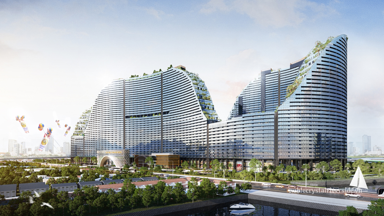 Không gian Sky Villa thượng lưu với thiết kế kính tràn Panorama tại dự án Noble Crystal Riverside Quận 7.